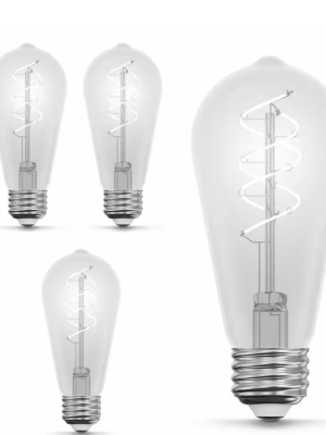 Feit Electric 40-Watt Equivalent ST19 Dimmable Double Spiral White Filament Clear Vintage Edison LED Light Bulb, Daylight (4-Pack) ST1940S2950WFIL/HD/4